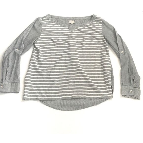 Anthropology Postmark Gray/White Striped Top - Picture 3 of 8